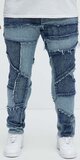 Patchwork skinny rifle s panelovým dizajnom pánske