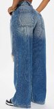 Roztrhané wide leg džínsy s vintage efektom