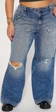 Roztrhané wide leg džínsy s vintage efektom