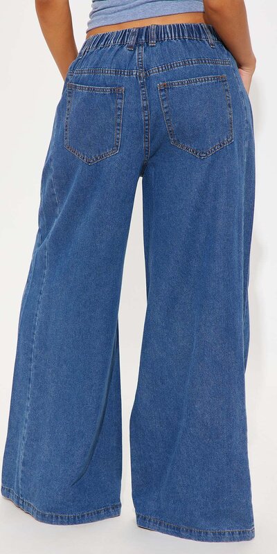 Retro široké rifle dámske Modrá