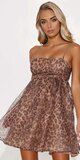 Babydoll mini šaty s leopardím vzorom