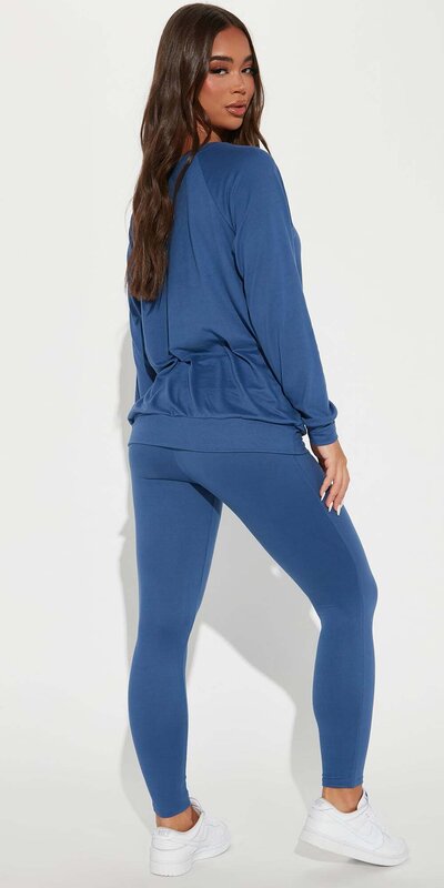 Modrá oversized súprava s legínami a mikinou Modrá