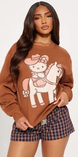 Oversized sveter s výšivkou a Hello Kitty grafikou