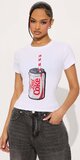 Biele tričko s potlačou Diet Coke a elastickým strihom