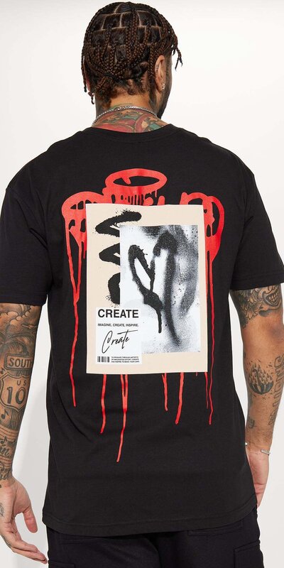 Pánske čierne tričko s červenou potlačou Čierna