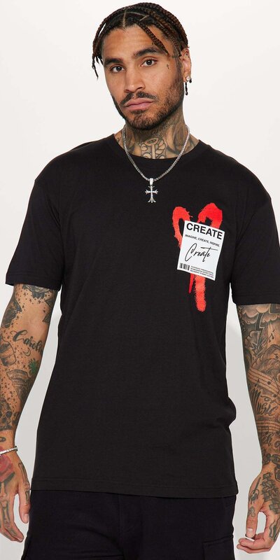 Pánske čierne tričko s červenou potlačou Čierna