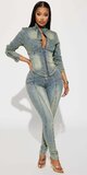 Dámska denim bunda na zips so stojacím golierom