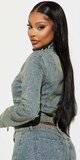 Dámska denim bunda na zips so stojacím golierom