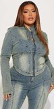 Dámska denim bunda na zips so stojacím golierom