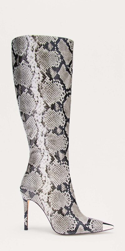 Sivé čižmy po kolená na ihličkovom podpätku Šedá