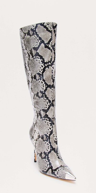 Sivé čižmy po kolená na ihličkovom podpätku Šedá