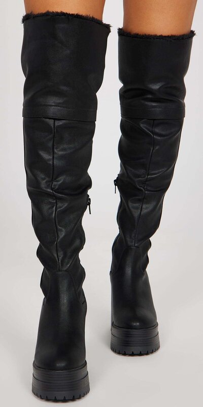 Kožené vysoké čižmy zateplené kožušinkou