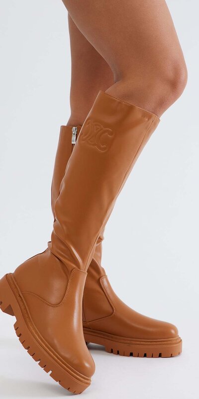 Holland vysoké čižmy v hnedej koži Hnedá