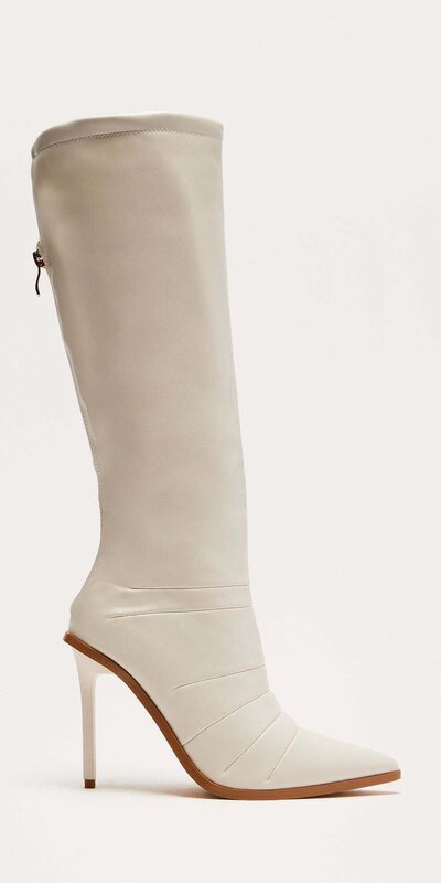 Justine vysoké čižmy na opätku – slonovinové Béžová