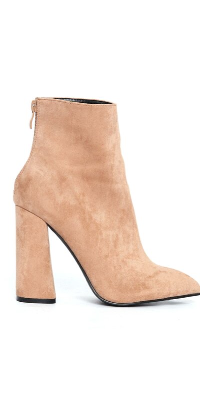 Dámske členkové topánky na blokovom podpätku – ťavia hnedá Béžová