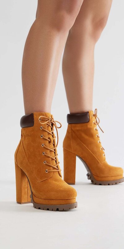 Parker platformové členkové čižmičky – gaštanové Hnedá