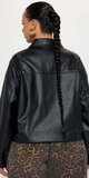 Kožená oversize biker bunda v čiernej farbe