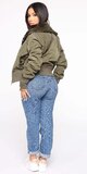 Khaki bomber bunda s kožušinovým golierom