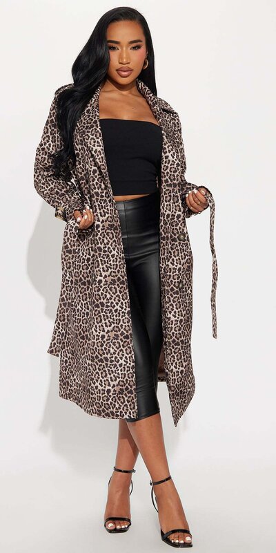 Leopardí trenčkot s opaskom Leopard