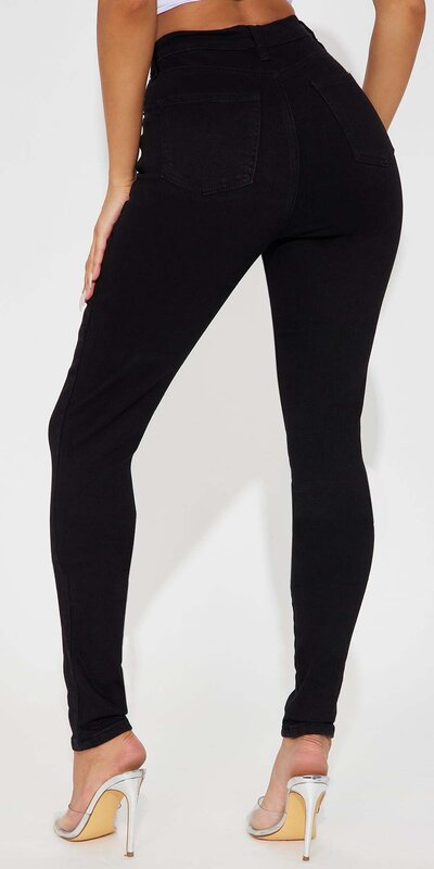 Čierne super vysoké skinny rifle s dlhým strihom