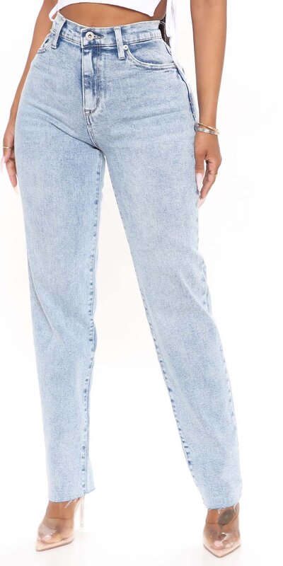 Svetlomodré slim boyfriend rifle s vysokým pásom