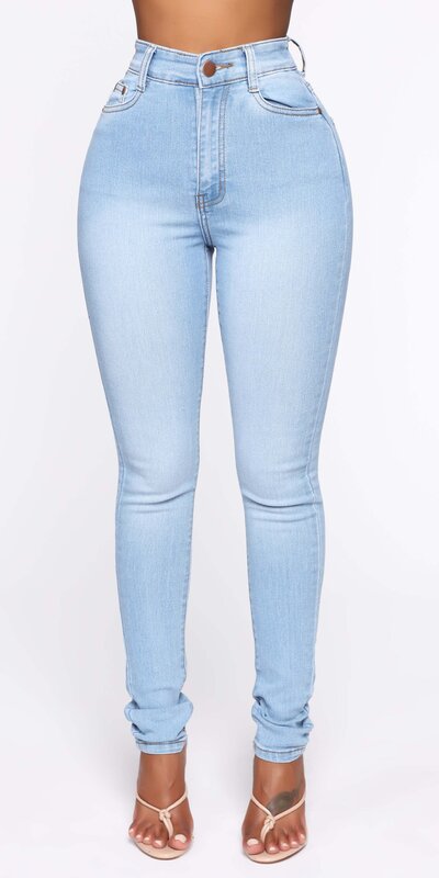 Svetlomodré skinny džínsy s vysokým pásom Marilyn