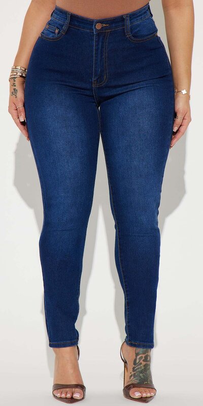Tmavomodré skinny džínsy Marilyn s vysokým pásom