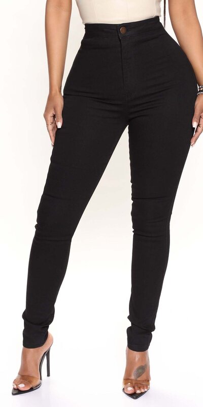 Čierne skinny džínsy Luxe s ultra vysokým pásom