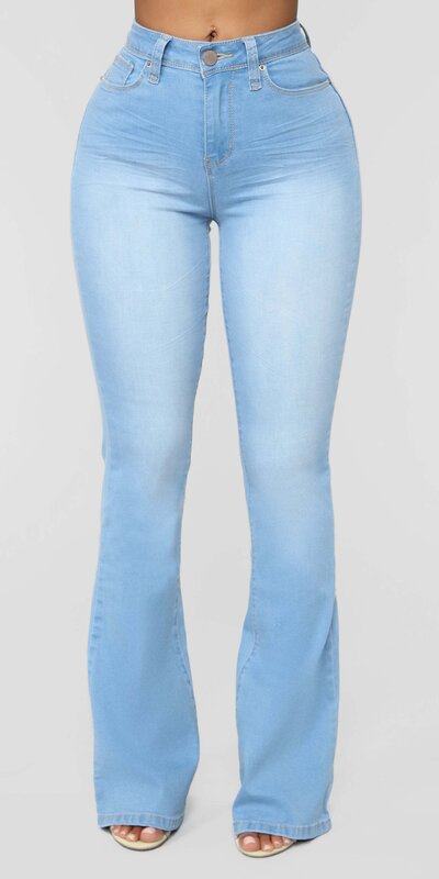 Svetlomodré flare džínsy Jodie s vysokým pásom
