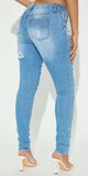 Bledomodré skinny džínsy s trhancami Tall