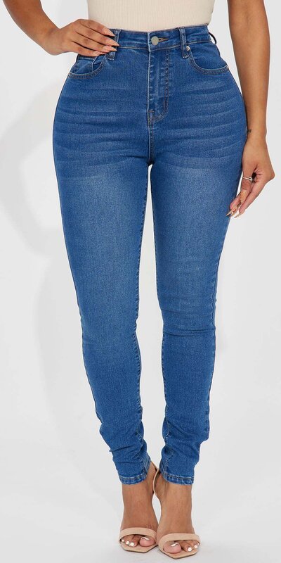 Modré skinny džínsy Amara s vysokým pásom