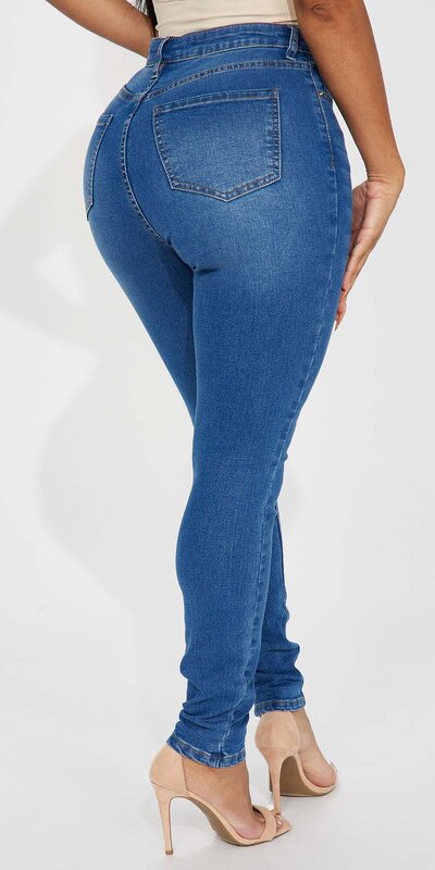 Modré skinny džínsy Amara s vysokým pásom