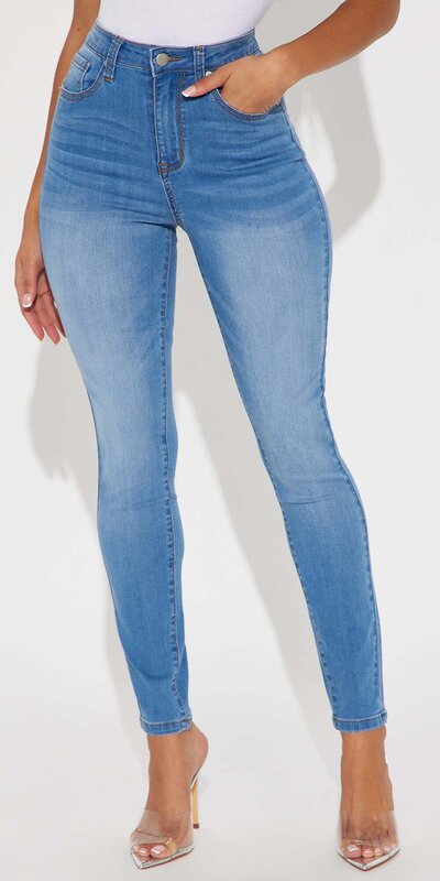 Modré skinny džínsy Imani s vysokým pásom