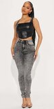 Šedé acid washed skinny džínsy Tall s vysokým pásom