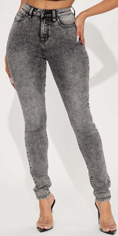 Šedé acid washed skinny džínsy Tall s vysokým pásom