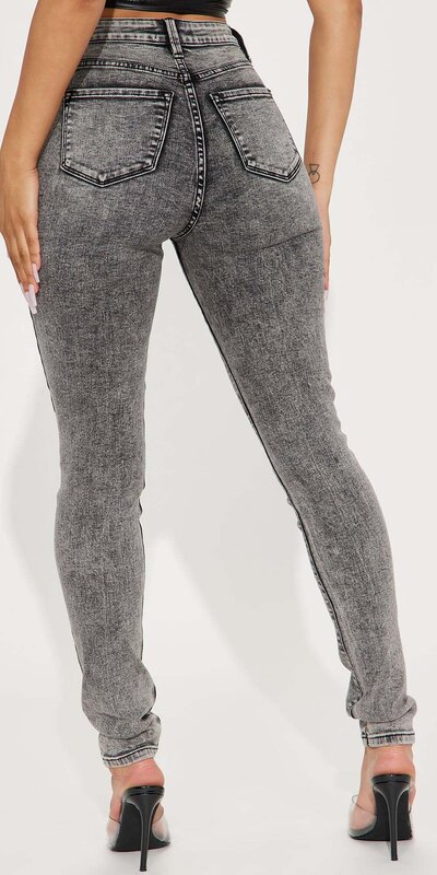 Šedé acid washed skinny džínsy Tall s vysokým pásom