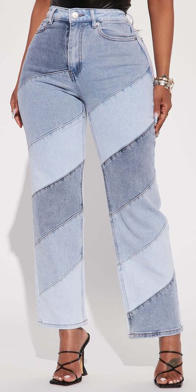 Modré rovné džínsy Molly s dvojfarebným efektom