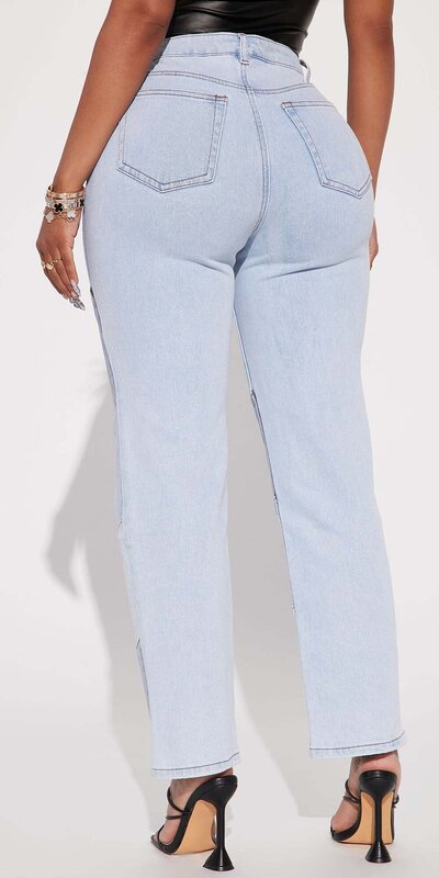 Modré rovné džínsy Molly s dvojfarebným efektom