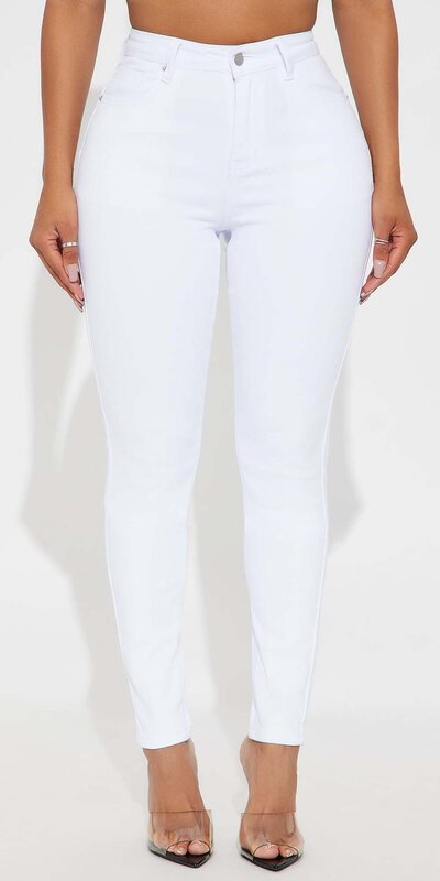 Biele skinny rifle s predĺženým strihom