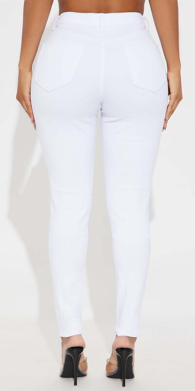 Biele skinny rifle s predĺženým strihom