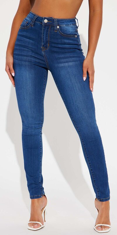 Tmavomodré skinny rifle s vysokým pásom