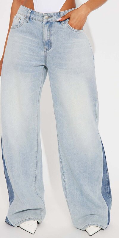 Vintage dvojfarebné široké rifle s vysokým pásom