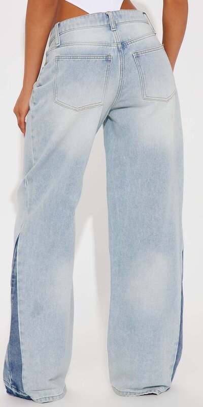 Vintage dvojfarebné široké rifle s vysokým pásom