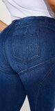 Tmavomodré moto skinny džínsy s push up efektom a vysokým pásom