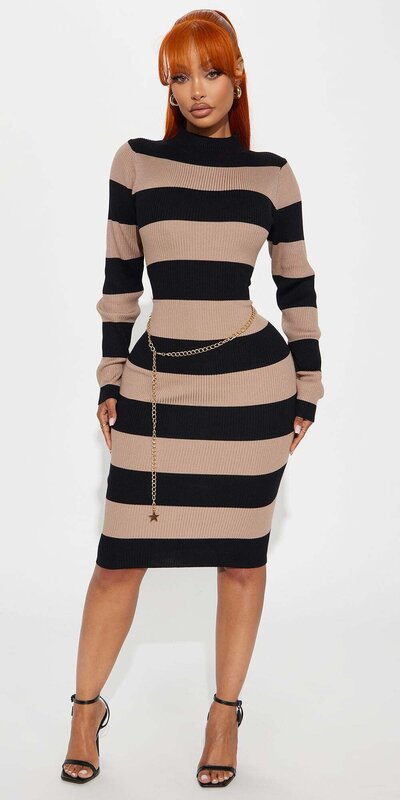 Čierne midi šaty s opaskom a vysokým golierom