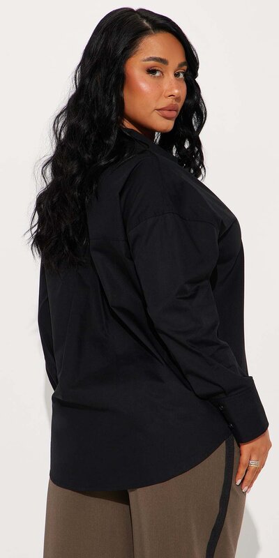 Čierna popelínová košeľa na gombíky Čierna