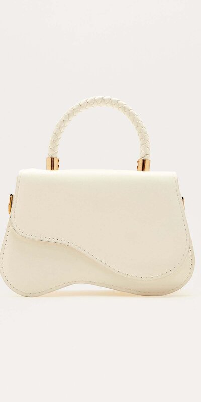 Biela mini crossbody kabelka z umelej kože s preklopným zapínaním