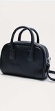 Čierna mini satchel kabelka z umelej kože s horným držadlom