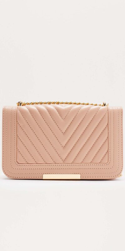 Béžová prešívaná crossbody kabelka z eko kože