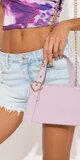 Fialová crossbody kabelka srdiečková s lesklým povrchom